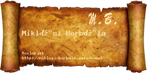Miklósi Borbála névjegykártya